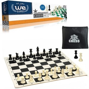 WE Games Tournament Chess Set - Heavy Weighted Chess Pieces with Roll-up Chess Board and Zipper Pouch for Chessmen - 1 of 4