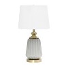25" Classic Fluted Ceramic/Metal Table Lamp with Fabric Shade Gray/White - Lalia Home: Antique Bronze, UL Listed - 3 of 4