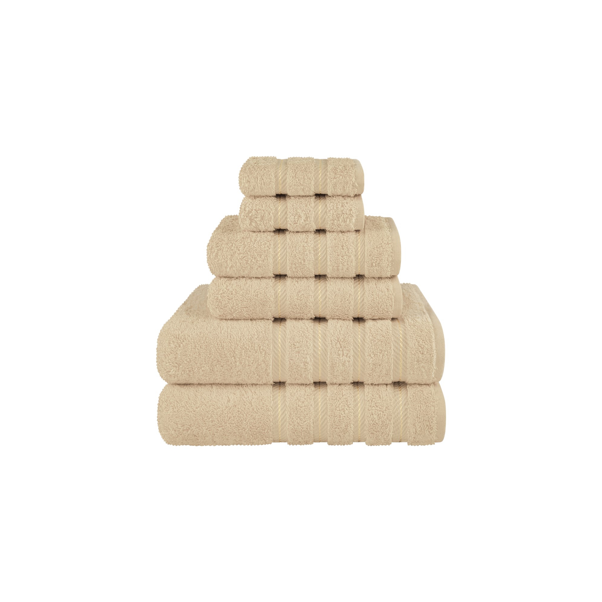 American Soft Linen 6 Piece Towel Set, 100% Cotton Bath Towels for Bathroom, Beige