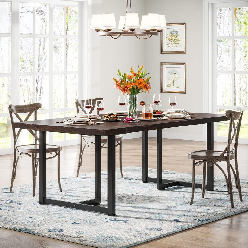 Tribesigns Farmhouse Rectangular Kitchen Dining Table, 4 of 7