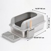 Extra Large Enclosed Stainless Steel Cat Litter Box with Lid for Big Cats, Metal Litter Pan Tray with High Wall Sides, Easy Cleaning, Black Friday - 2 of 4