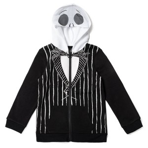 Disney Nightmare Before Christmas Jack Skellington Fleece Zip Up Hoodie Little Kid to Big Kid - 1 of 4
