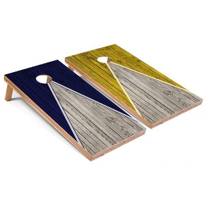 Skip's Garage Navy and Yellow Pyramid Cornhole Board Set, Includes 2 Boards, 8 Bags - 1 of 4