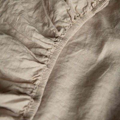 Twin Putty Heather French Linen Sheet Set