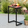 Tangkula 2PCS Mosaic Outdoor C-Shaped End Table w/ Ceramic Tile Top Sturdy Metal Frame - 2 of 4