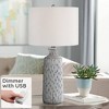 360 Lighting Modern Coastal Modern Table Lamp 26 1/4" High with USB Dimmer Whitewash Gray Ceramic White Drum Shade for Bedroom Living Room House Desk - 2 of 4