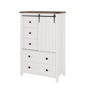 Dresser for Bedroom with 5 Drawers, 48" White Tall Chest of Drawers, Wooden Closet Dresser with Storage Cabinet, Dresser Organizer with Handles - 1 of 4