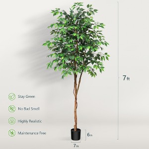 DR.Planzen 5-7FT Artificial Ficus Tree with Black Pot, Realistic Faux Plants Indoor Outdoor Large Fake Tree for Home Decor - 1 of 4