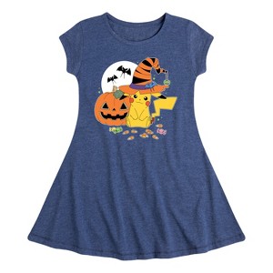 Girls' - Pokémon - Witch Pikachu With Candy Fit & Flair Cap Sleeve Dress - 1 of 2