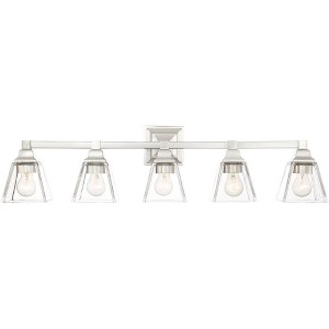 Regency Hill Mencino Modern Wall Light Satin Nickel Hardwire 35 1/4" 5-Light Fixture Clear Glass Shade for Bedroom Bathroom Vanity Living Room Hallway - 1 of 4