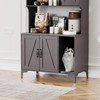Cat Litter Box Enclosure, Hidden Cat Box - Wooden with Storage Shelves, Doors, Scratch Pad, Indoor Cats Washroom Bookshelf (Walnut) - 4 of 4