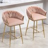 COWLOWN Luxury Velvet Counter Stool with Gold Base, Bar Stool for Kitchen Island & Home Decor - 3 of 4