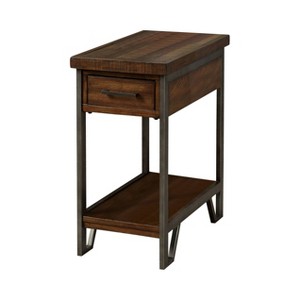 Barraud One Drawer Usb Charging End Metal Table Oak - HOMES: Inside + Out: Side Table with Shelf & Power Station - 1 of 4