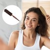 Unique Bargains Hair Brush Round Brush Hairstyle Wavy Styling Tool Brush Wood Brown - 3 of 4
