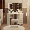 Makeup Vanity With Lighted Mirror,Corner Vanity Table With 5 Rotating Drawers - 2 of 4
