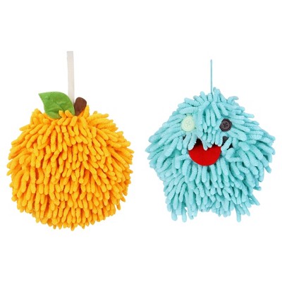 REGALWOVEN 2 Pcs Cute Comfortable Soft Absorbent Chenille Fuzzy Hand Towel
