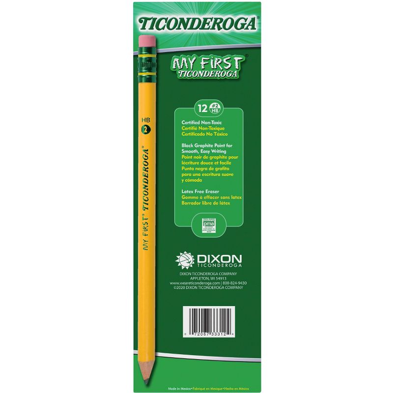 Ticonderoga My First Pencils with Latex-Free Erasers, No 2 Tips, Yellow, Pack of 12, 3 of 7