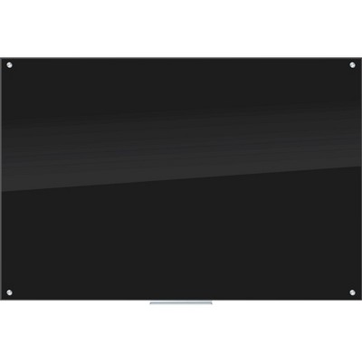 U Brands Glass Dry Erase Board 70 x 47 Inches Black Surface Frameless 173U00-01