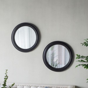 Circle Wall Mirror With Wooden Black Frame, Farmhouse Decorative Wall Mirrors,Round Hallway Mirror,Antiqued Classic Accent Mirror-The Pop Home - 1 of 4