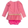 RuffleButts Baby Girls UPF50+ Princess Long Sleeve Bow Skirted One Piece Swimsuit - 2 of 4
