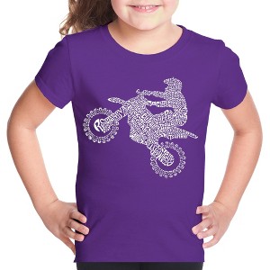 LA Pop Art Girl's Word Art T-shirt - Freestyle Motocross - FMX - 1 of 4