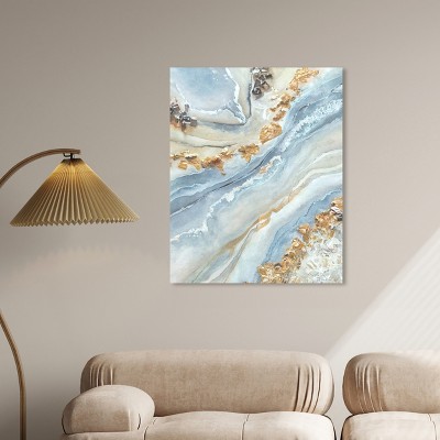Art Remedy Blue and Gold Abstract Canvas Wall Art, 30" x 36"