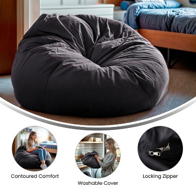 Oversized Gray Bean Bag Chair with Removable Fabric Cover