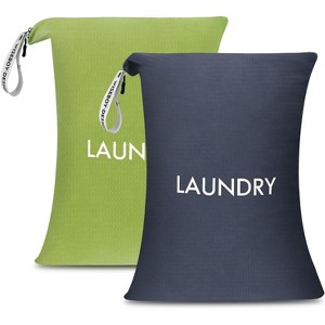 2 Pack Travel Laundry Bags, Washable Nylon Wet Dry Bags for Dirty Clothes, Swimsuits & Workout Gear - 1 of 4