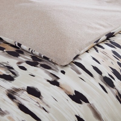 Abstract Leopard Cotton Brown Queen Duvet Cover Set