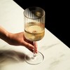 Viski Meridian Ribbed Wine Glasses, Crystal Wine Glass Unique Art Deco Glassware, Gold Rimmed Stemmed Glass for Wine 16oz Set of 2 - 3 of 4