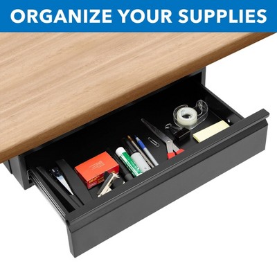 Matte Black Steel Under Desk Pull-Out Drawer Kit