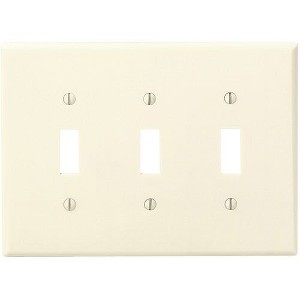 Leviton 3-Gang Smooth Plastic Mid-Way Toggle Switch Wall Plate, Ivory - 1 of 1
