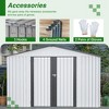 PAGED 8x10 FT Outdoor Storage Shed,All Weather Metal Tool Sheds with Lockable Doors,Durable Garden Shed with Bracing Bar for Sundries,White - 4 of 4