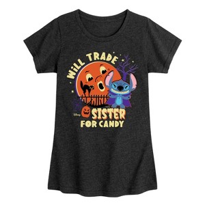 Girls' - Lilo and Stitch - Will Trade Sister for Candy Fitted Short Sleeve Graphic T-Shirt - 1 of 4