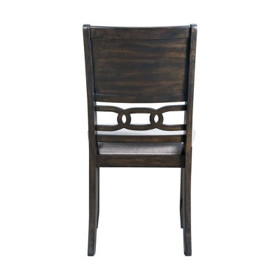 Walnut Upholstered Standard Height Side Chair with Gray Fabric