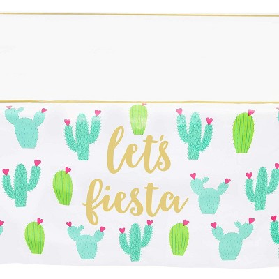 Blue Panda 3 Pack Let's Fiesta Cactus Mexican Theme Party Tablecloth Table Cover, Party Supplies Favors 54x108"
