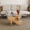 Modern Glass Coffee Table,Side Table With Tempered Glass Top And MDF Legs,Round Coffee Table For Living Room Dining Room-Cuddlewood - 2 of 4