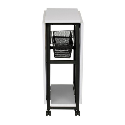 Charcoal & White Mobile Sewing Craft Table with Wire Storage