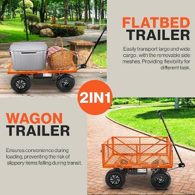 Electric-Assist Orange Alloy Steel Outdoor Utility Wagon