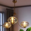 LNC Chrysaorican 3-Lights 31" Modern Candlestick Oversized Chandelier, Polished Gold and Iridescent Glass - 2 of 4
