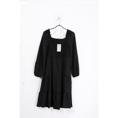 Womens Smocked Ruffle A Line Tiered Flowy Maxi Dress with Pocket