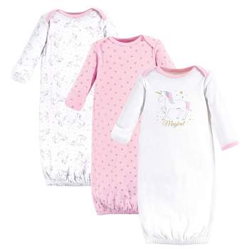 Hudson Baby Girl Cotton Gowns, Magical Unicorn, Preemie/Newborn