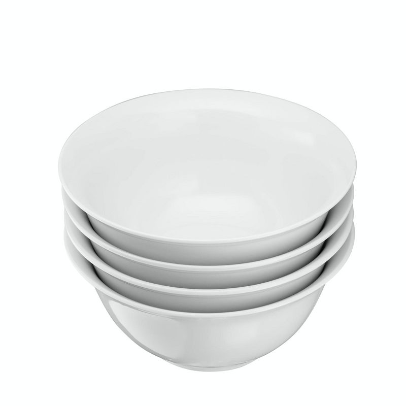 Kook Ceramic Salad Bowls, White Glossy Porcelain, 41 oz, Set of 4, 4 of 5