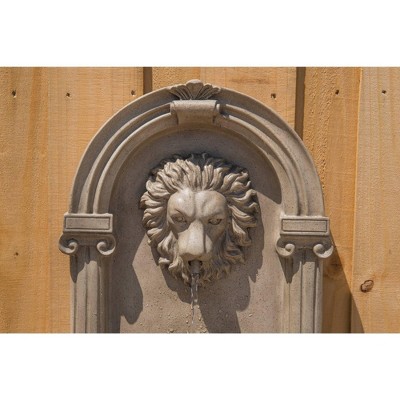 Royal Sandstone LED Outdoor Wall Fountain with Lion Head