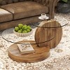 31.5" Modern Double Layer Round Coffee Table with Glass Top and Wooden Base,Sturdy Minimalist Design Accent Table for Living Room-Baofuwish - 3 of 4