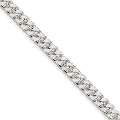 Black Bow Jewelry Men's 7mm, Sterling Silver Solid D/C Domed Curb Chain Necklace