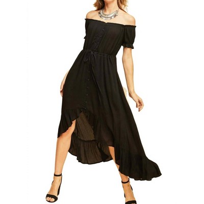Women's Off the Shoulder High Low Dress - entro