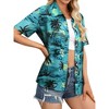 Nlife Womens Button Down Hawaiian Shirts Short Sleeve Floral Print Summer V Neck T-Shirt Casual Summer Beach Blouses Tops - 4 of 4