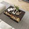POVISON Modern Coffee Table, Minimalist Embossed Semi-open Coffee Table with Storage, Black, 47.24¡± - 3 of 4