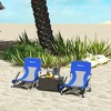 Outsunny Set of 2 Folding Beach Chair, Beach Chairs with Mesh Back, Carry Bag and Cup Holder for Outdoor Camping Lawn Sports Picnic, Dark Blue - 3 of 4